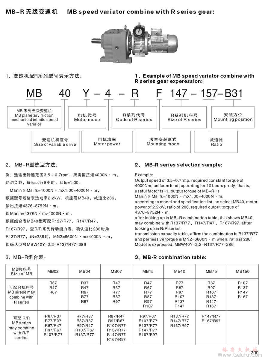 MB無級變速機與R減速機組合