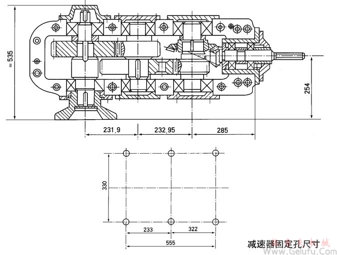 SPJ-800型矿用减速机外型结构尺寸